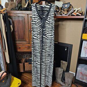 💚53. Sz S Amanda Charles Black & White Zebra Print Tank Maxi Dress